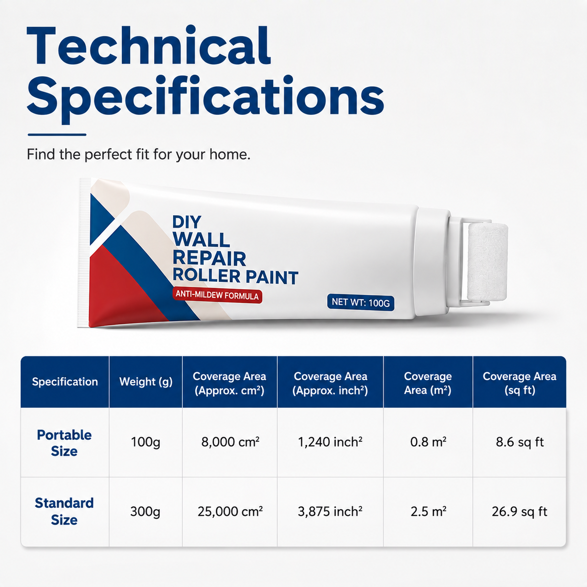 🎁Buy 1 Get 1 Free🔥Waterproof Wall Repair Paste with Integrated Small Roller Brush