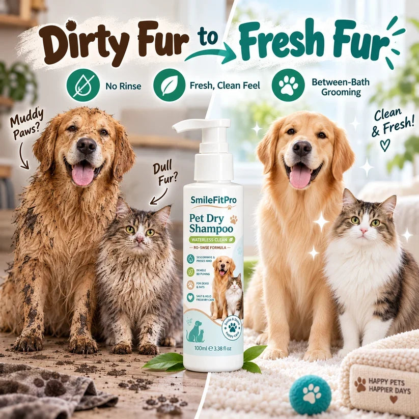 SmileFitPro® Rinse-Free Pet Shampoo Mousse – Waterless Clean, Deodorize & Freshen Dogs & Cats