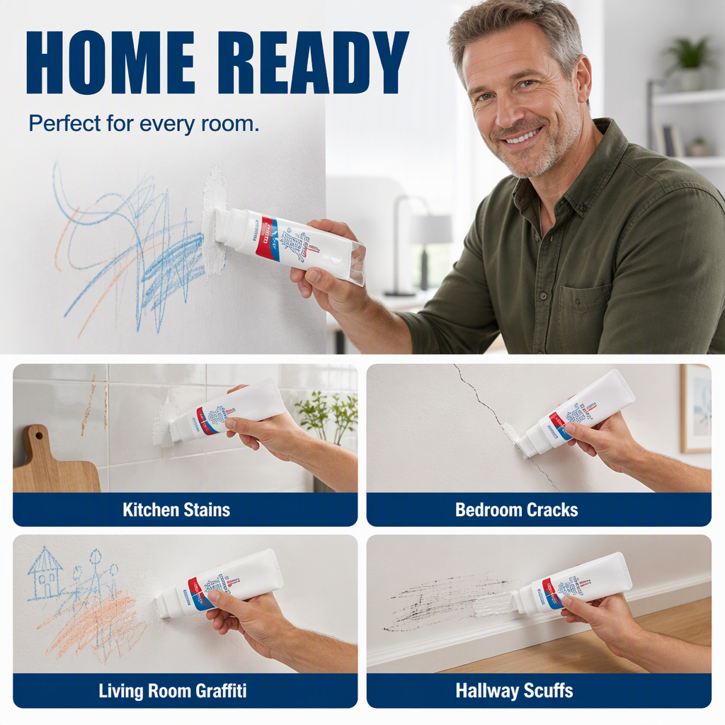 🎁Buy 1 Get 1 Free🔥Waterproof Wall Repair Paste with Integrated Small Roller Brush
