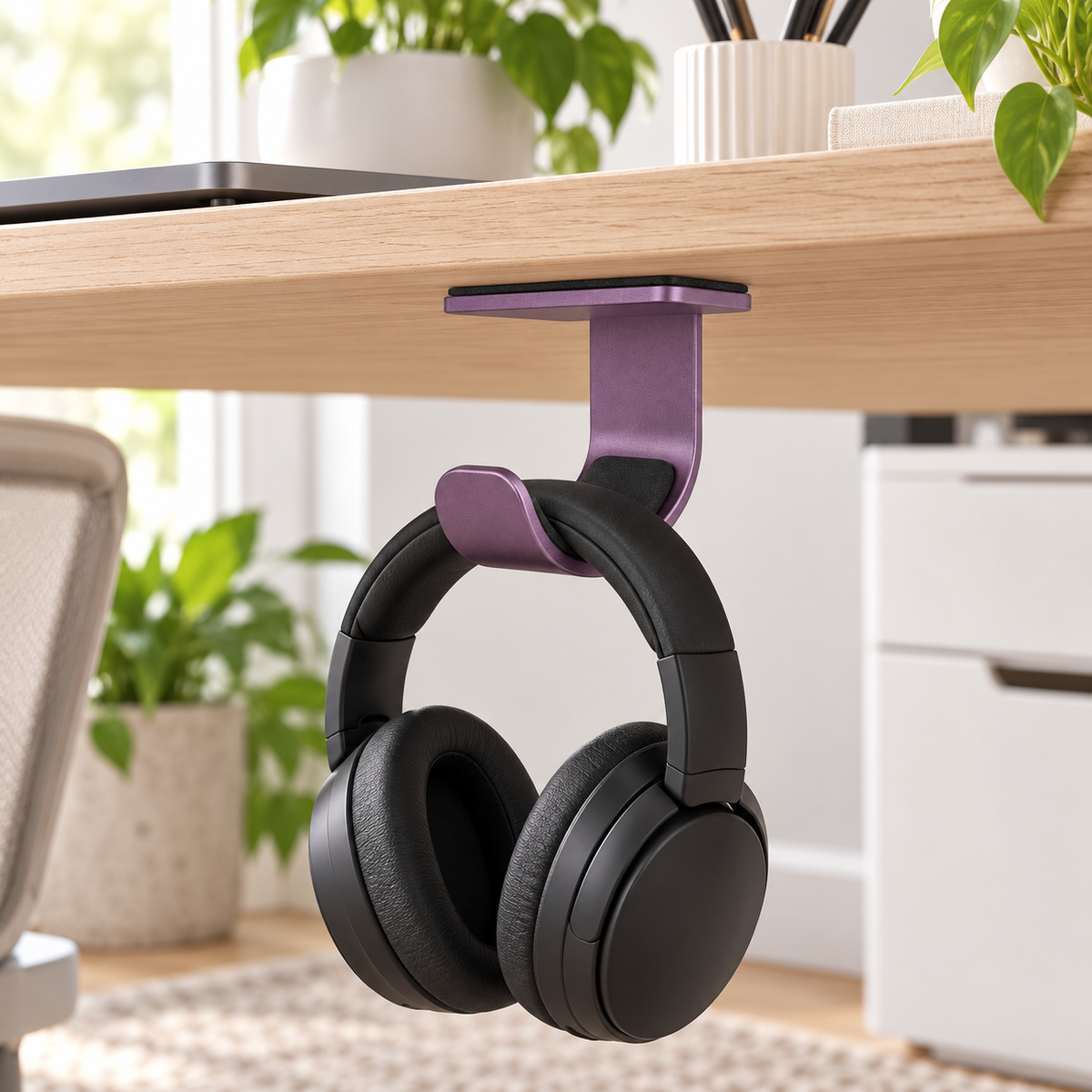 Under Desk Headphone Hook — lifestyle